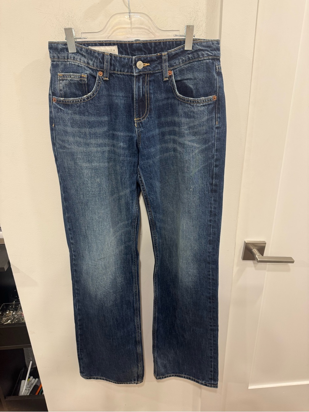 Zara Women's Straight-Leg Jeans in Dark Blue Wash